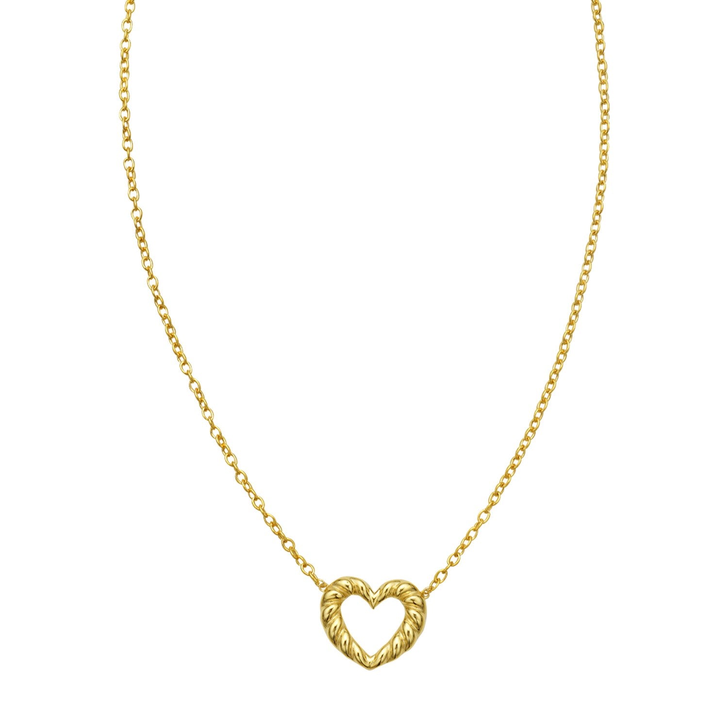 14K Yellow Gold Braided Open Heart Necklace
