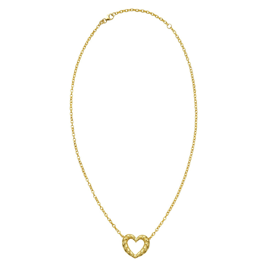 14K Yellow Gold Braided Open Heart Necklace