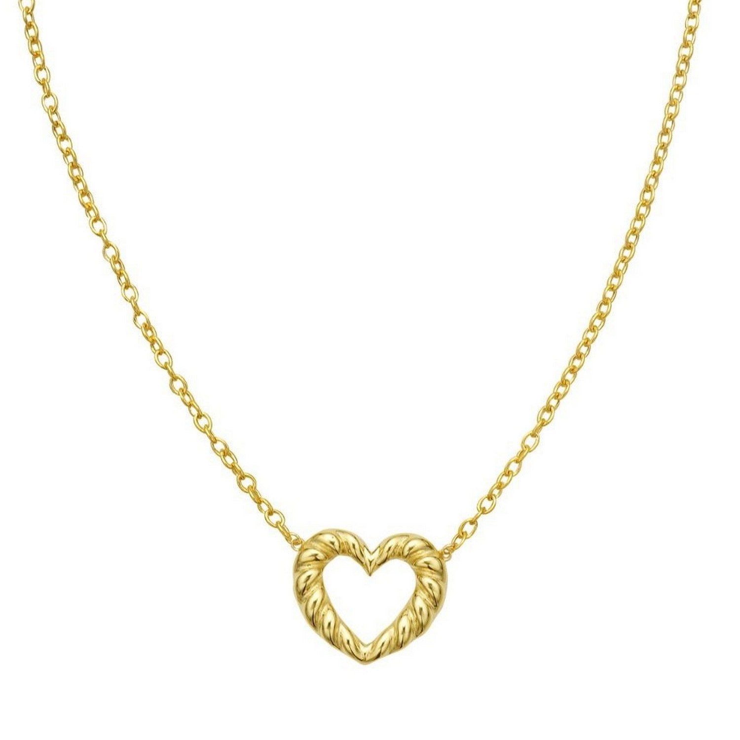 14K Yellow Gold Braided Open Heart Necklace