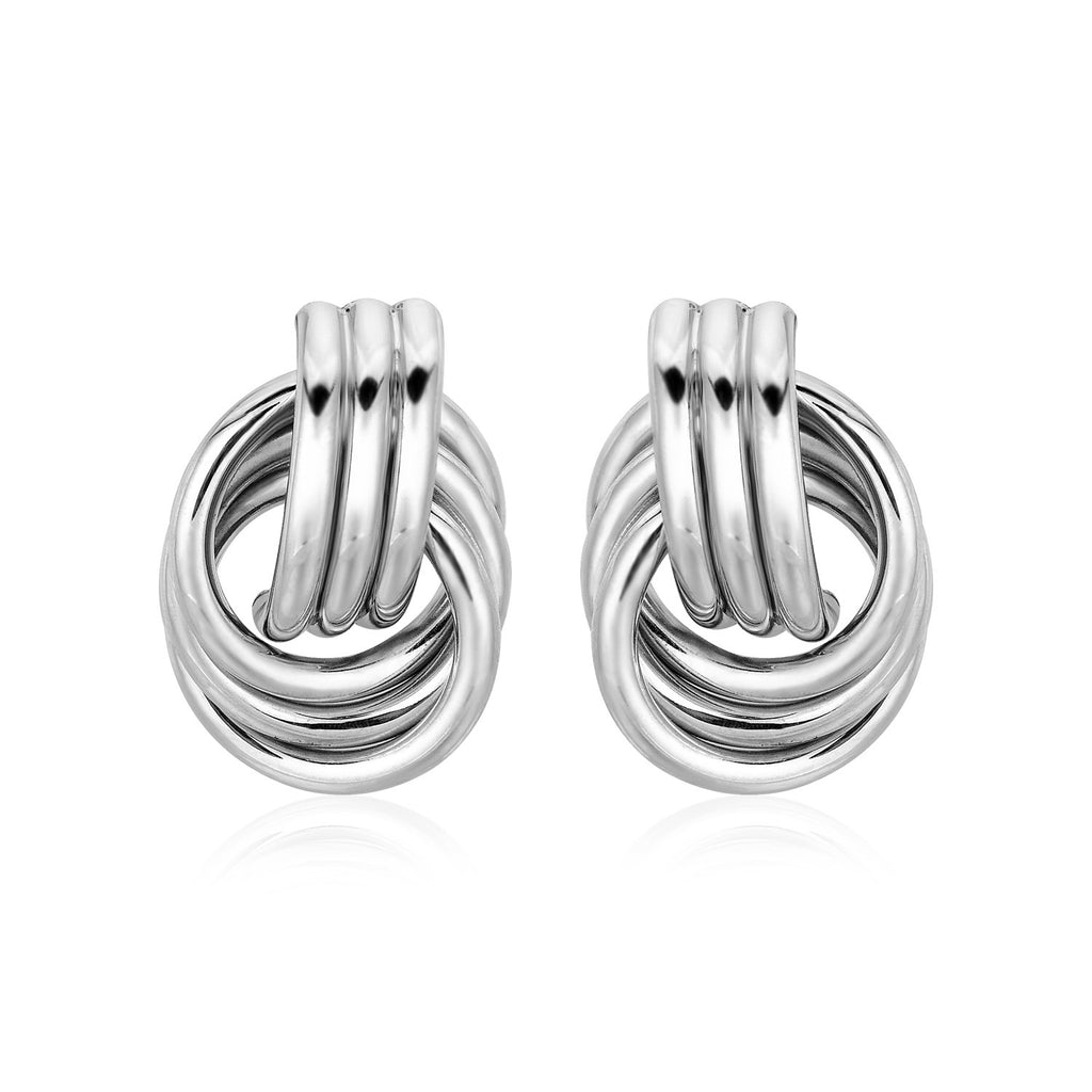 Polished Love Knot Earrings with Interlocking Rings in Sterling Silver(15mm)