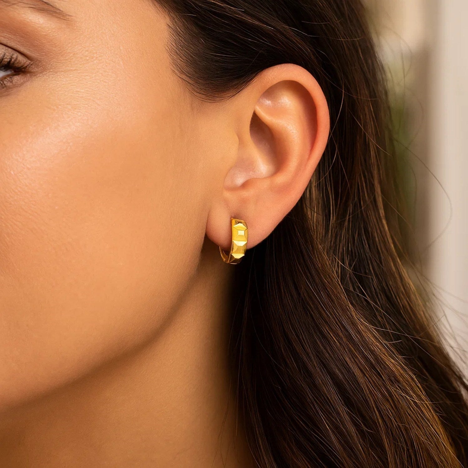14K Yellow Gold J Hoop Earrings