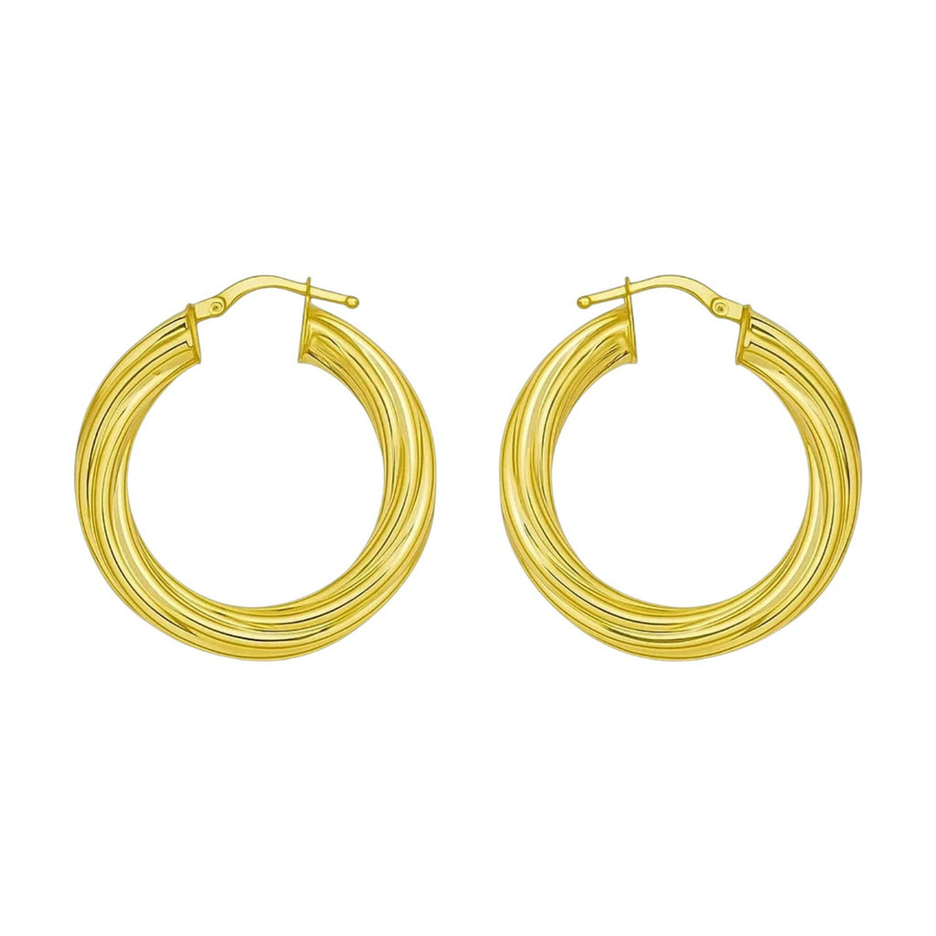 14K Yellow Gold Full Twist Medium Hoop Earrings