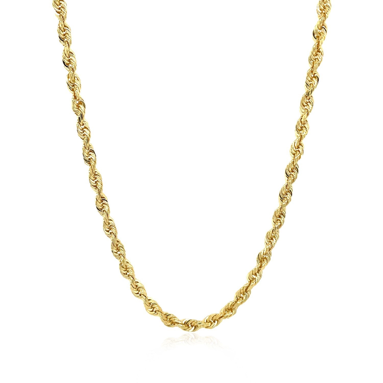 14K Yellow Gold Hollow Diamond Cut Rope Chain (3.2 mm)