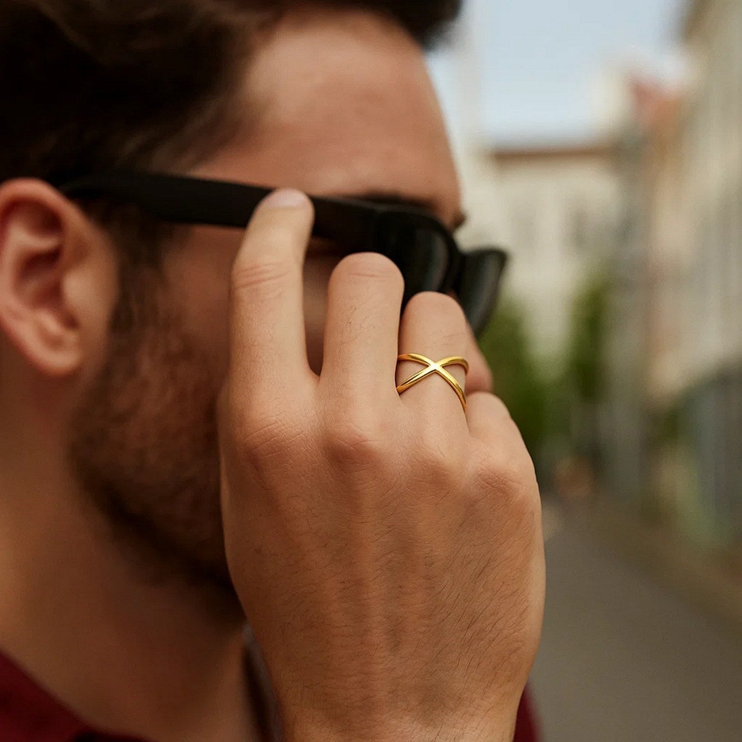 14k Yellow Gold Polished X Profile Ring