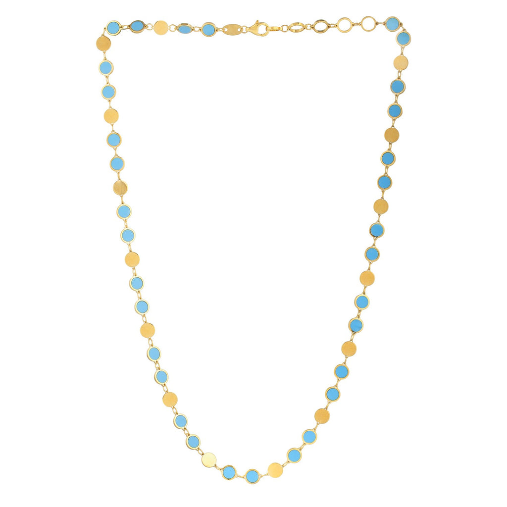 Turquoise Composite Gem Alternating Necklace in 14K Yellow Gold (5.00 mm)