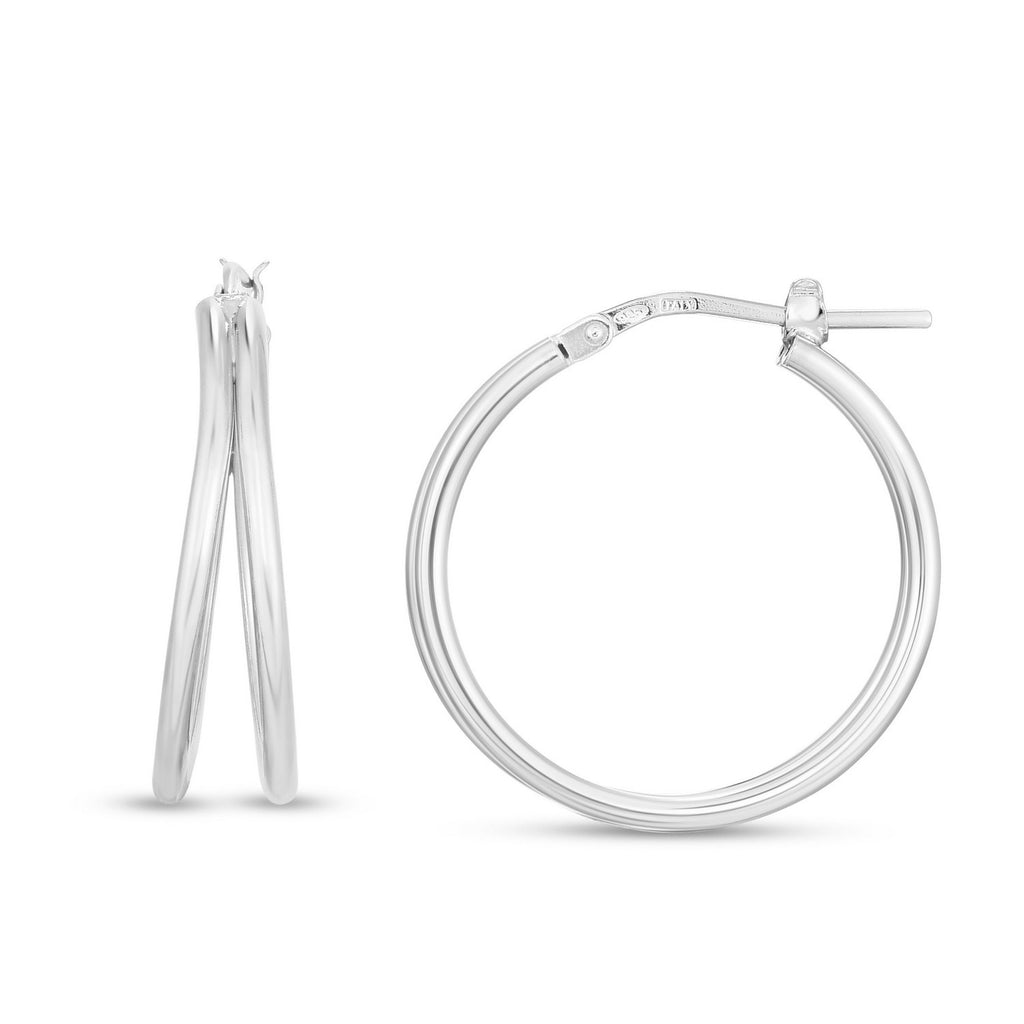 Sterling Silver Double Split Row Hoop Earrings