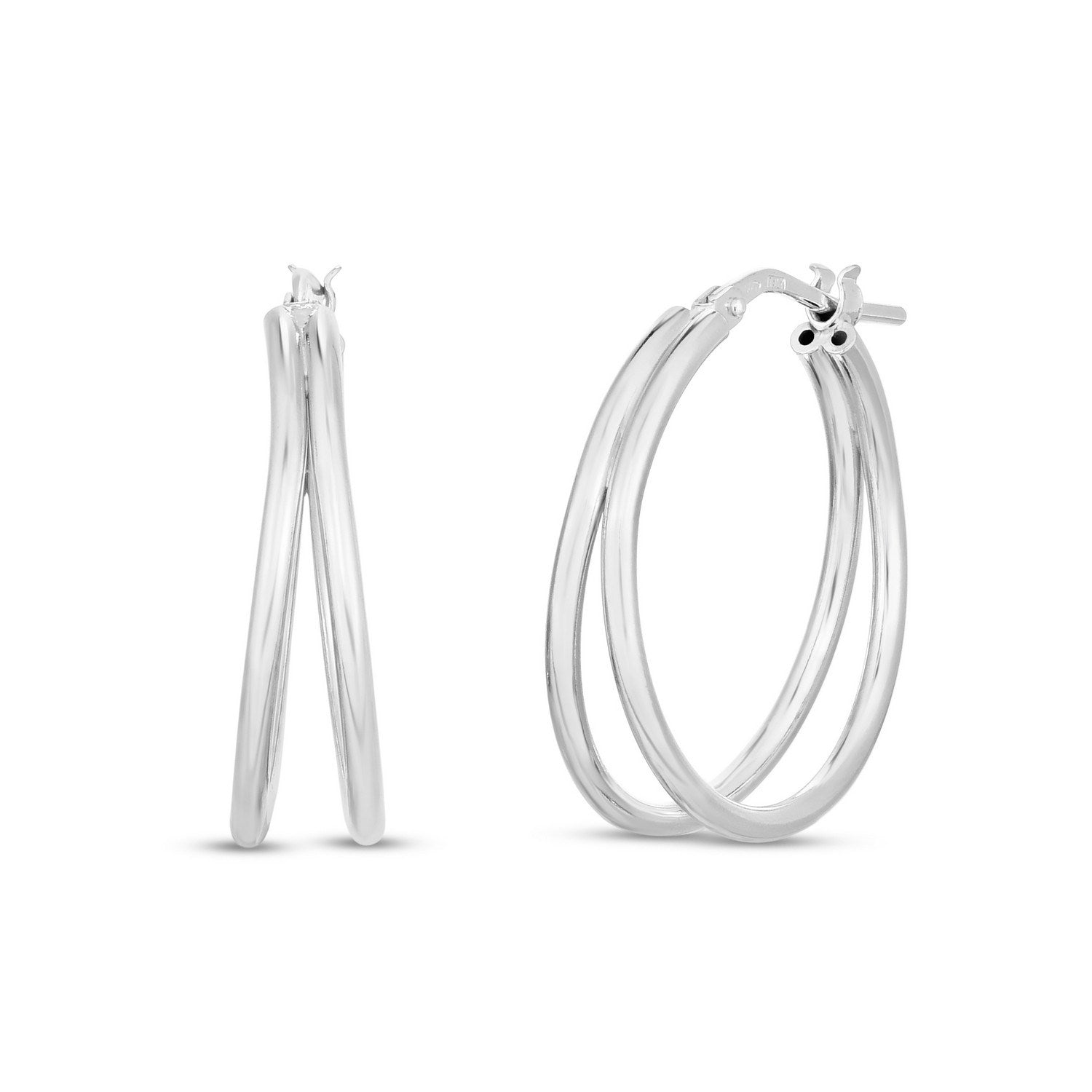 Sterling Silver Double Split Row Hoop Earrings