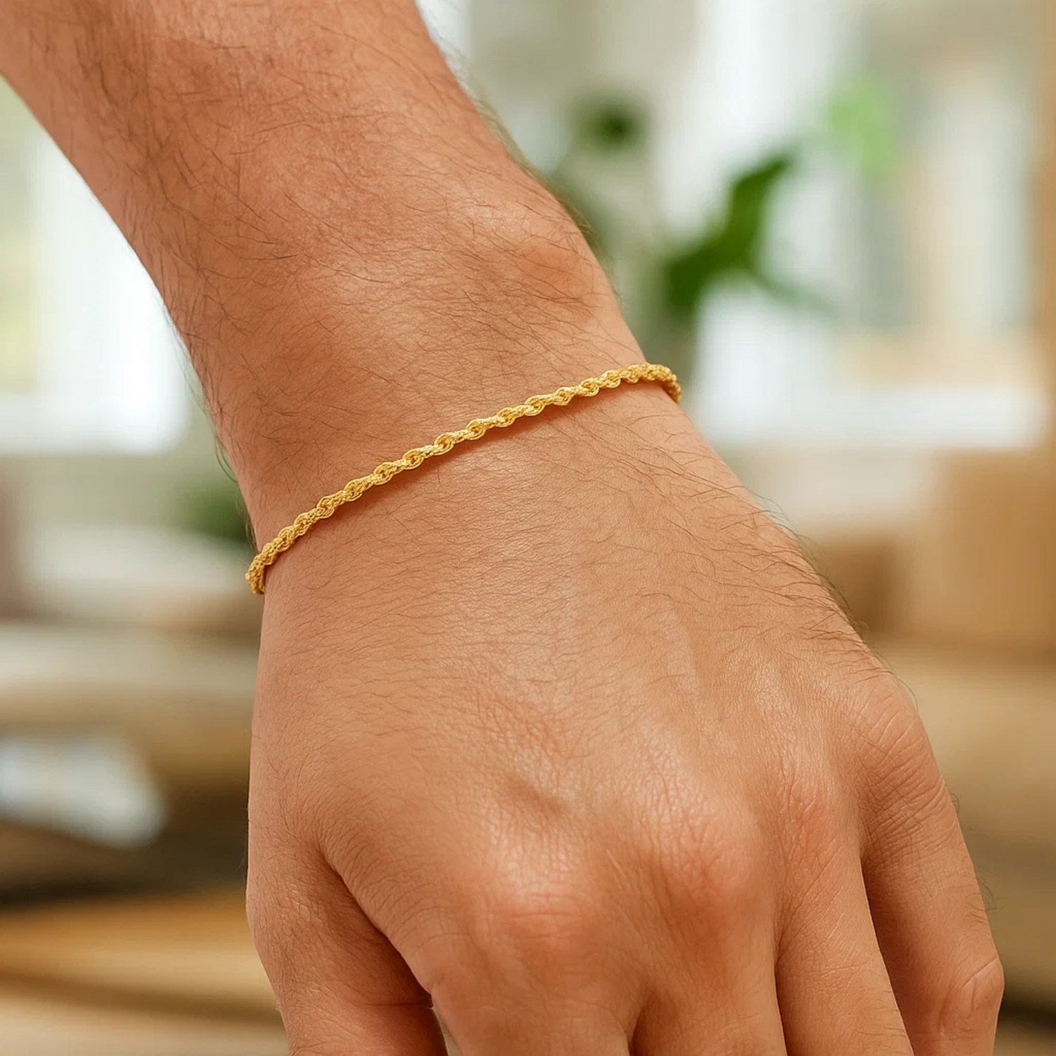 Lite Rope Chain Bracelet in 14k Yellow Gold  (1.50 mm)