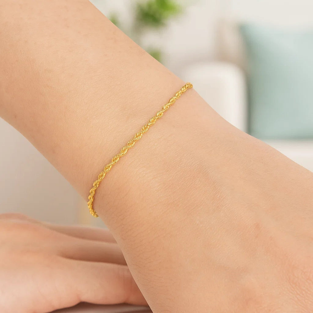 Lite Rope Chain Bracelet in 14k Yellow Gold  (1.50 mm)