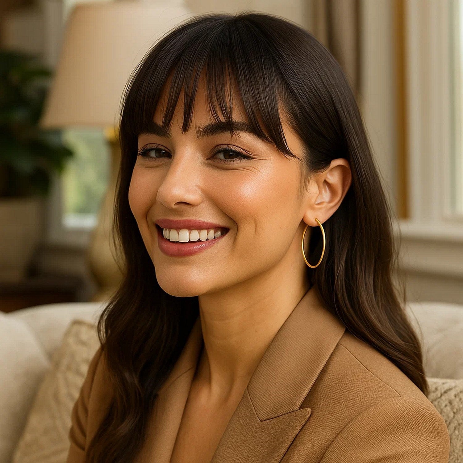 Endless Hoop Style Earrings in 14K Yellow Gold(1.2x35mm)