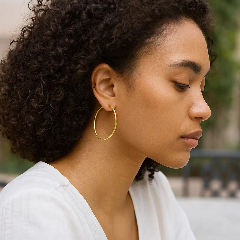 Endless Hoop Style Earrings in 14K Yellow Gold(1.2x35mm)