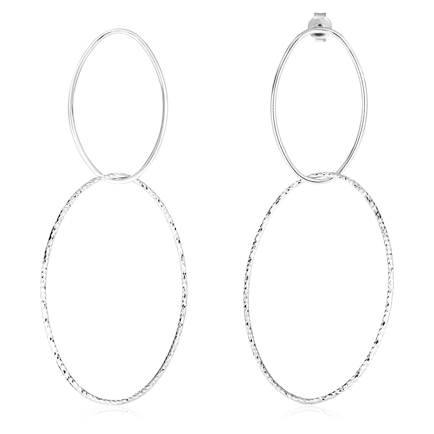 Sterling Silver Interlocking Oval Dangle Earrings