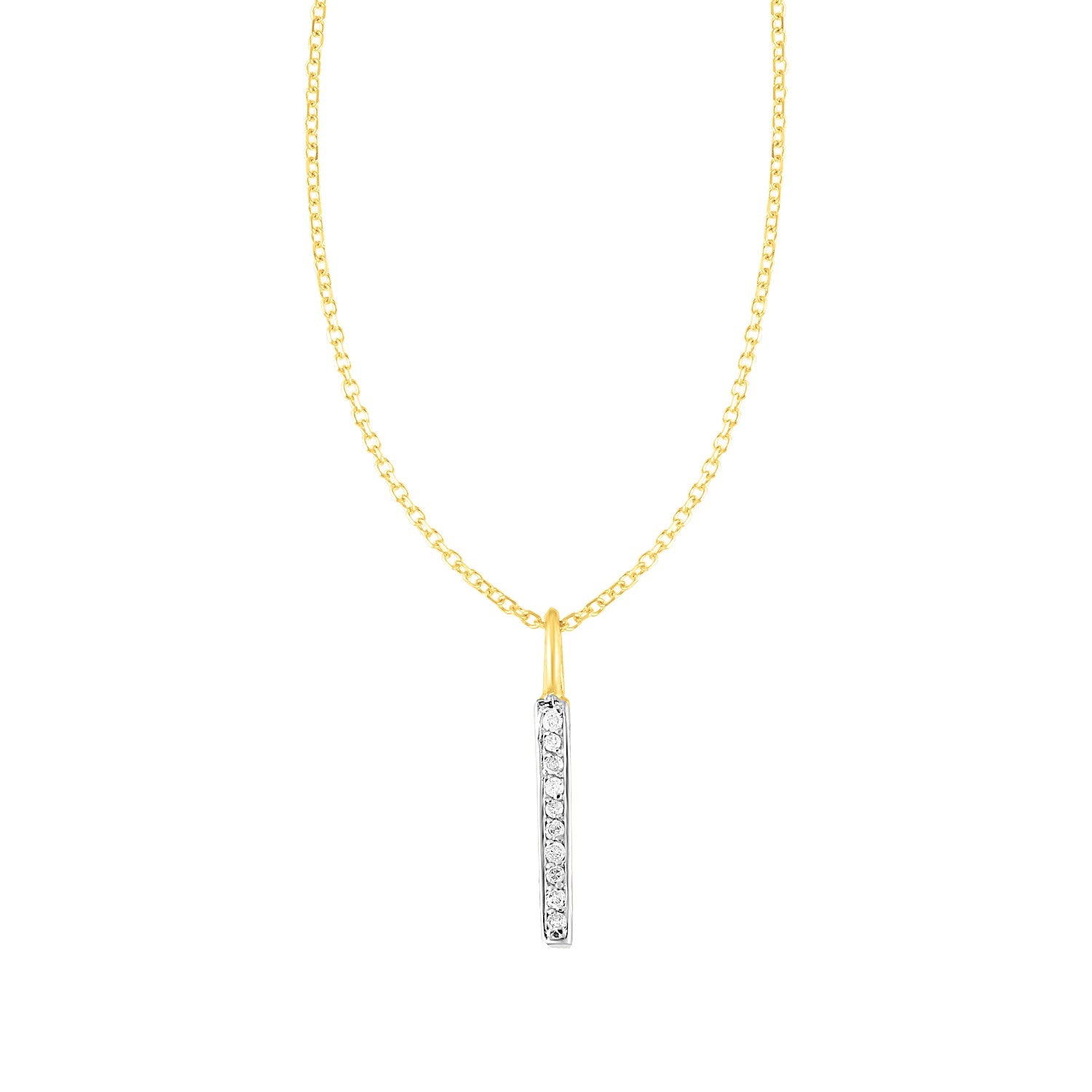 14k Yellow Gold Bar Pendant with Diamonds