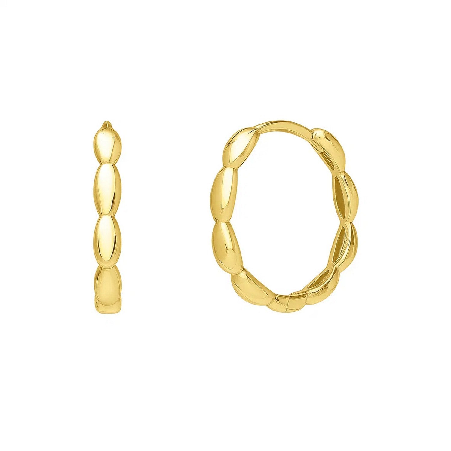 Medium Rice Hoop Earrings in 14K Yellow Gold
