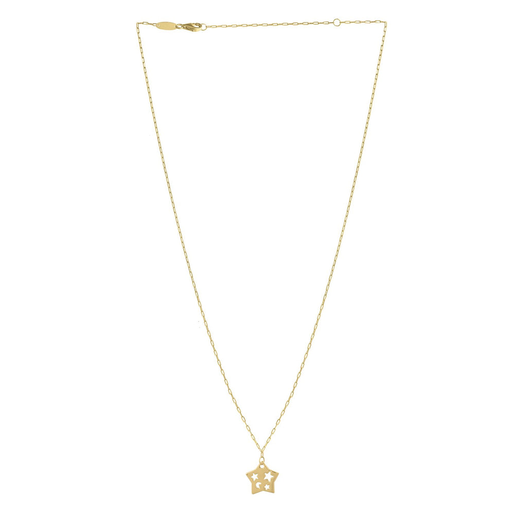 Cutout Star Necklace in 14K Yellow Gold