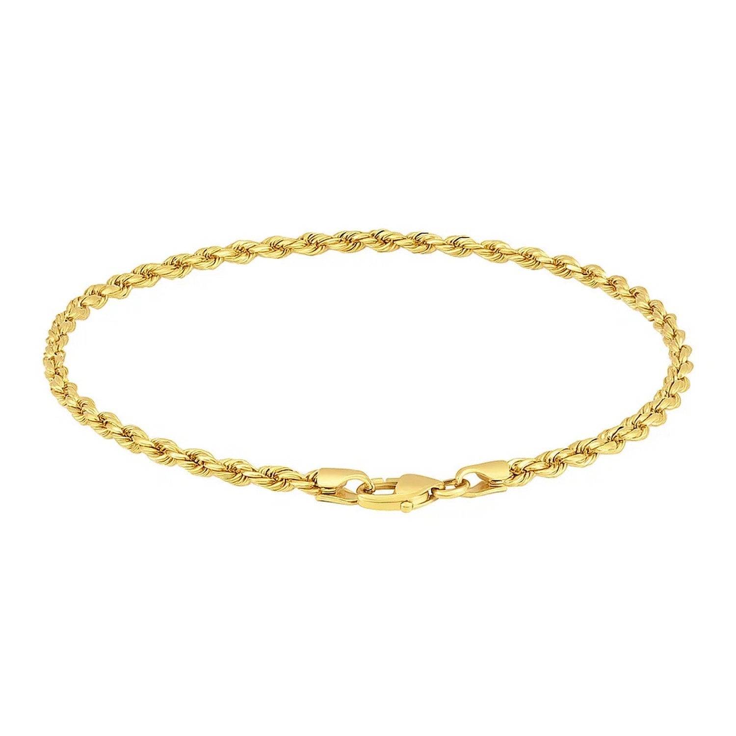 10k Yellow Gold Solid Diamond Cut Rope Bracelet (3.00 mm)