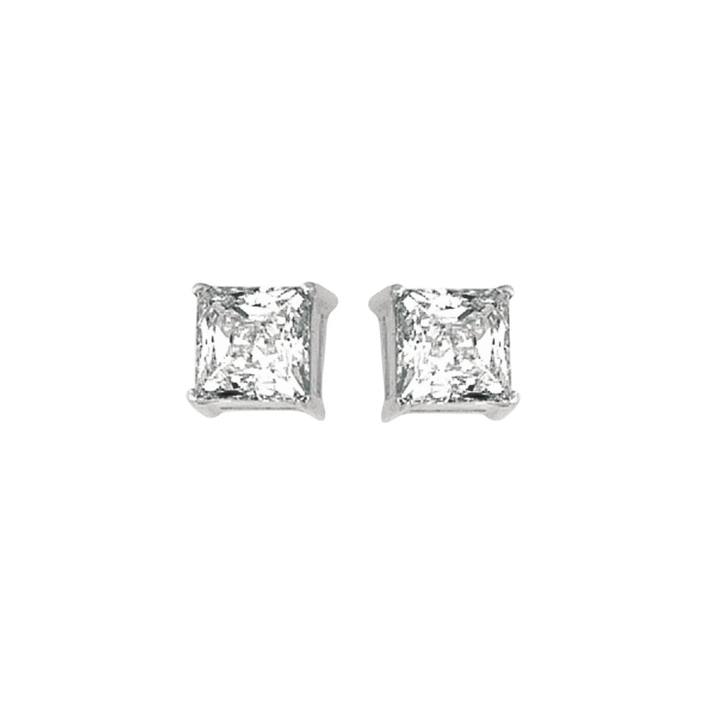 Sterling Silver Princess CZ Stud Earrings (6.00 mm)