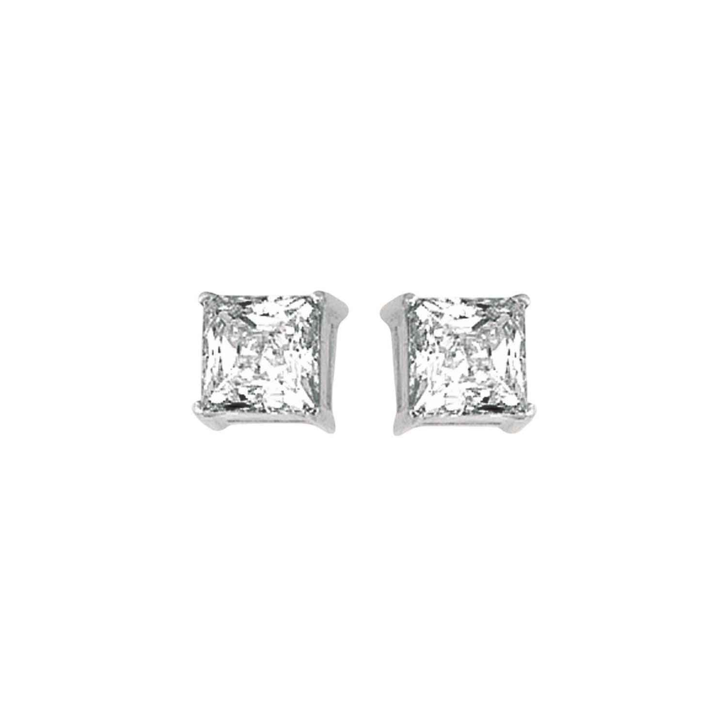 Sterling Silver Princess CZ Stud Earrings (6.00 mm)