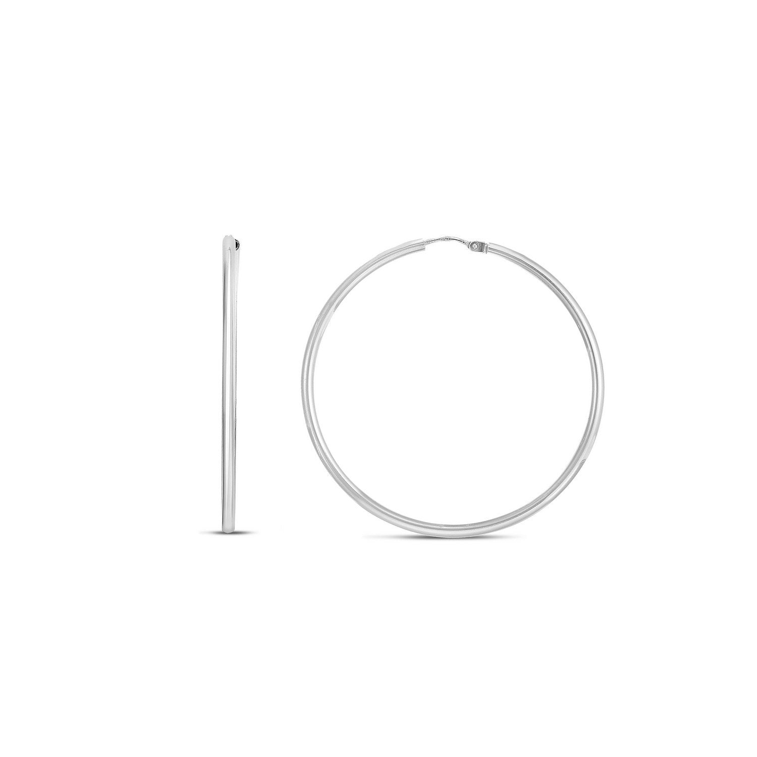 Rhodium Plated Endless Hoop Earrings in Sterling Silver