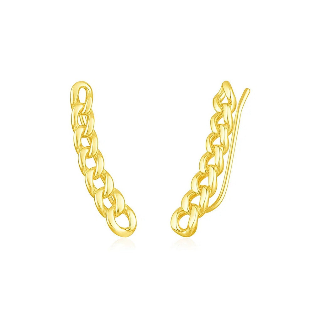 14k Yellow Gold Ear Climber Earring with Chain Links
