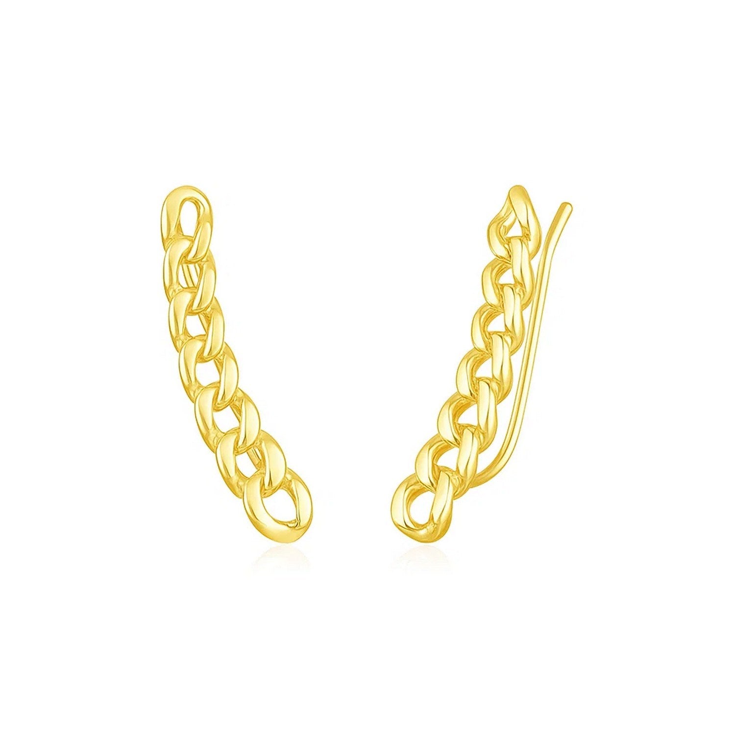 14k Yellow Gold Ear Climber Earring with Chain Links