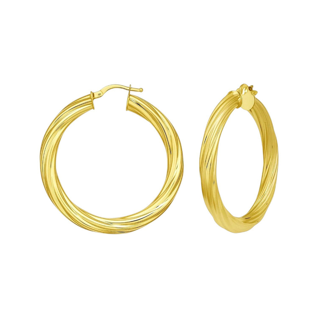 14K Yellow Gold Full Twist Large Hoops Earrings