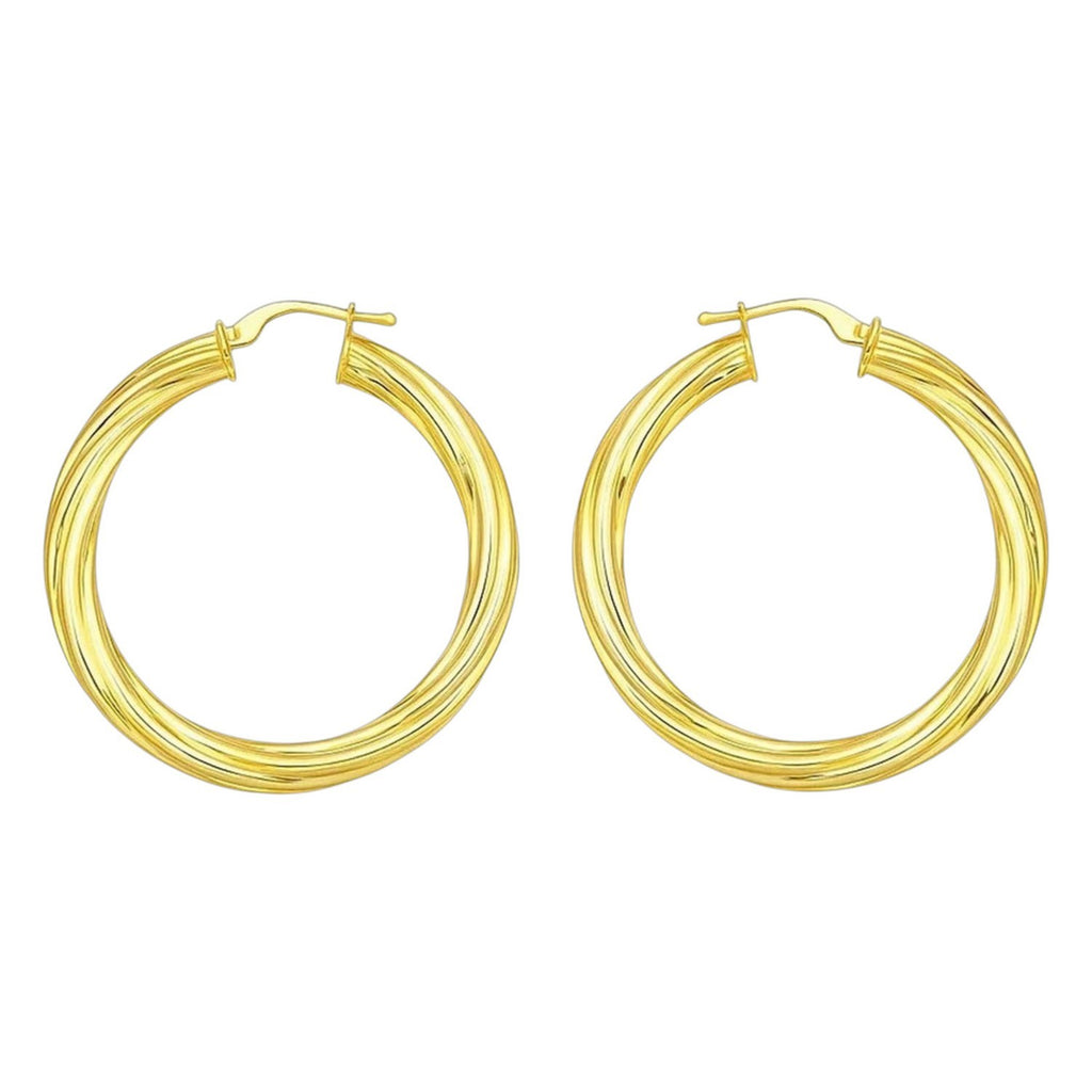 14K Yellow Gold Full Twist Large Hoops Earrings