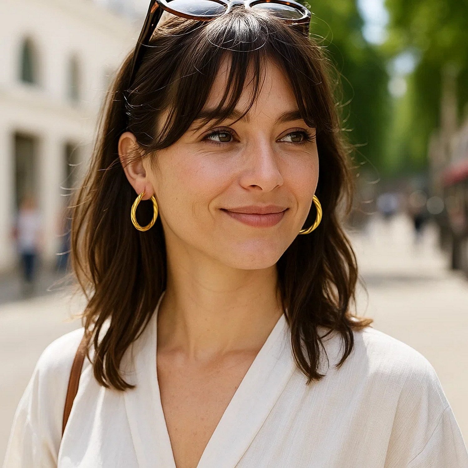 14K Yellow Gold Full Twist Large Hoops Earrings