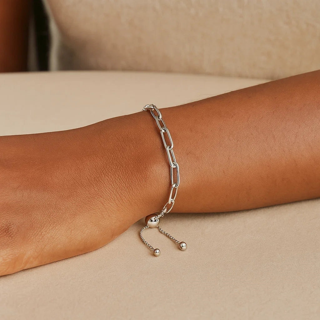 Sterling Silver Paperclip Chain Adjustable Bracelet (3.80 mm)