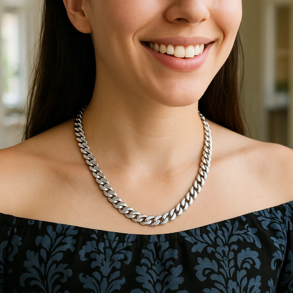 Sterling Silver Rhodium Plated Miami Cuban Chain (8.40 mm)