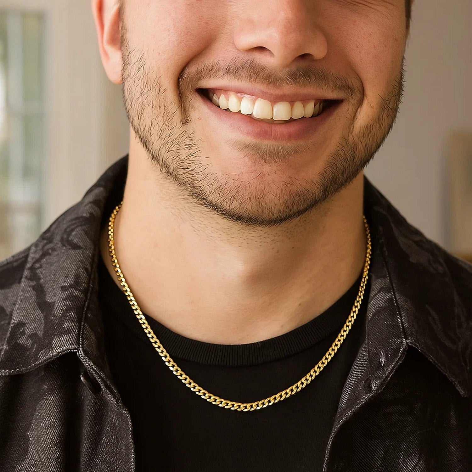 14k Yellow Gold Solid Curb Chain (3.20 mm)