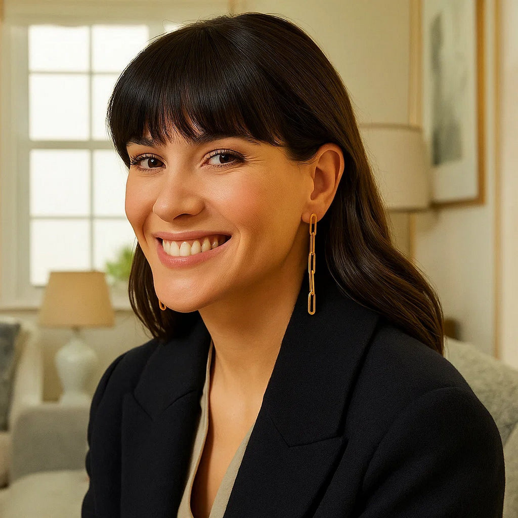 14K Yellow Gold Five Link Paperclip Chain Earrings