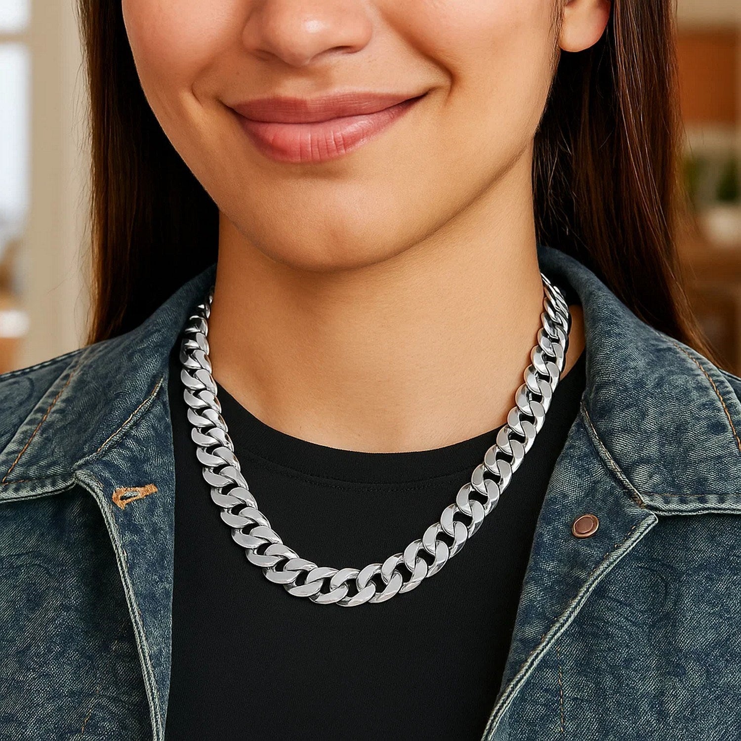 Rhodium Plated Sterling Silver Curb Style Chain (11.60 mm)