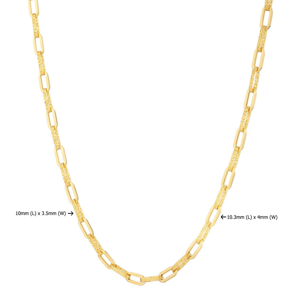 14k Yellow Gold Diamante Paperclip Chain Necklace (4.00 mm)