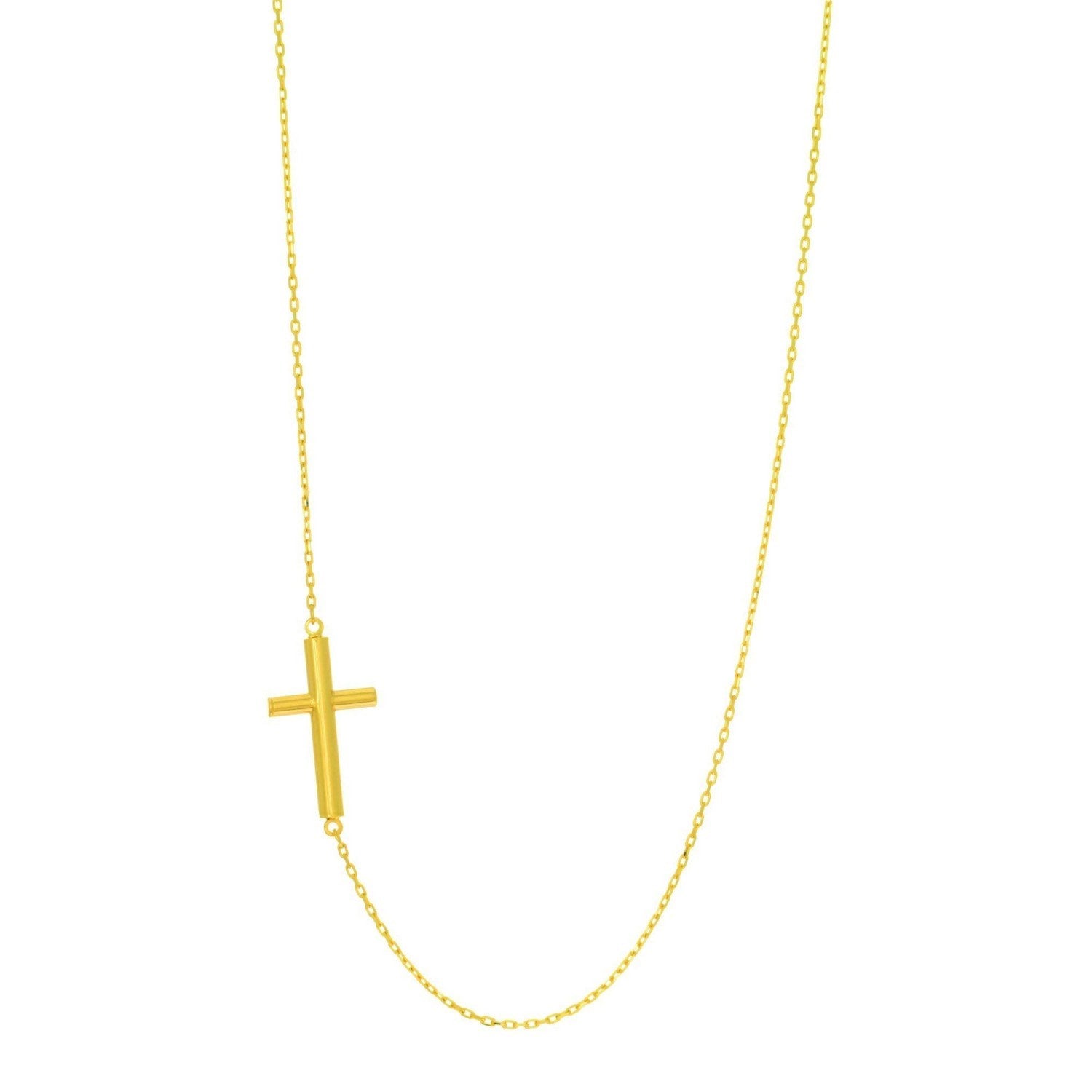 14k Yellow Gold Necklace with a Polished Cross Design