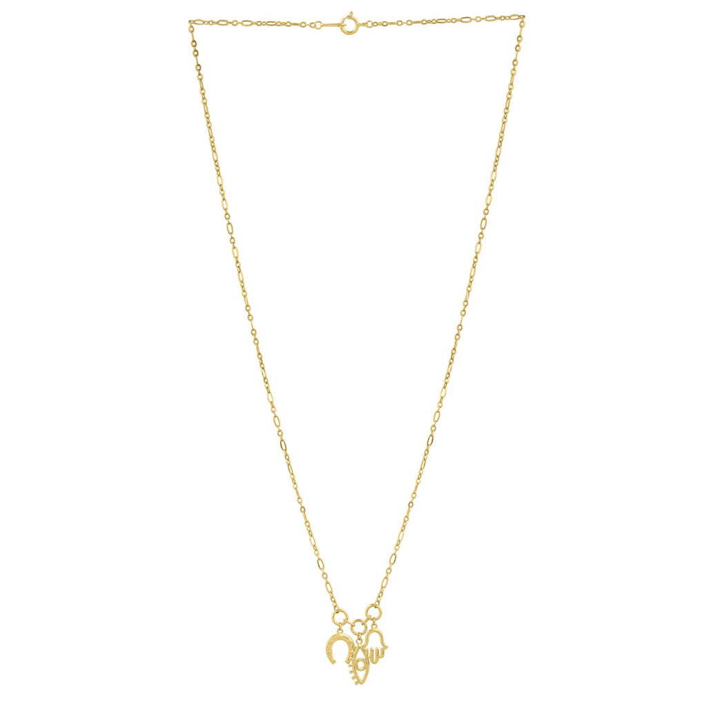 Drop Necklace with Lucky Charms in 14K Yellow Gold
