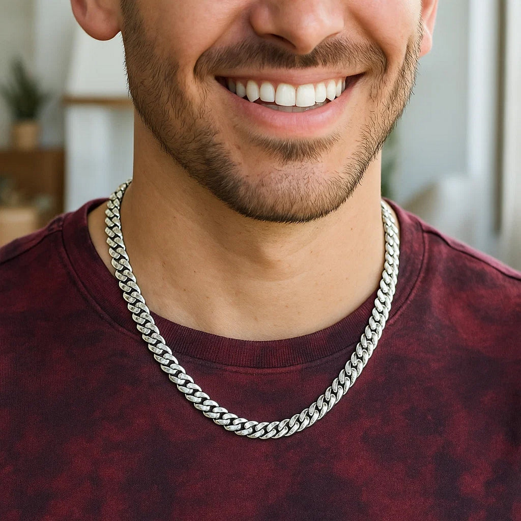 Sterling Silver Rhodium Plated Miami Cuban Chain (6.30 mm)