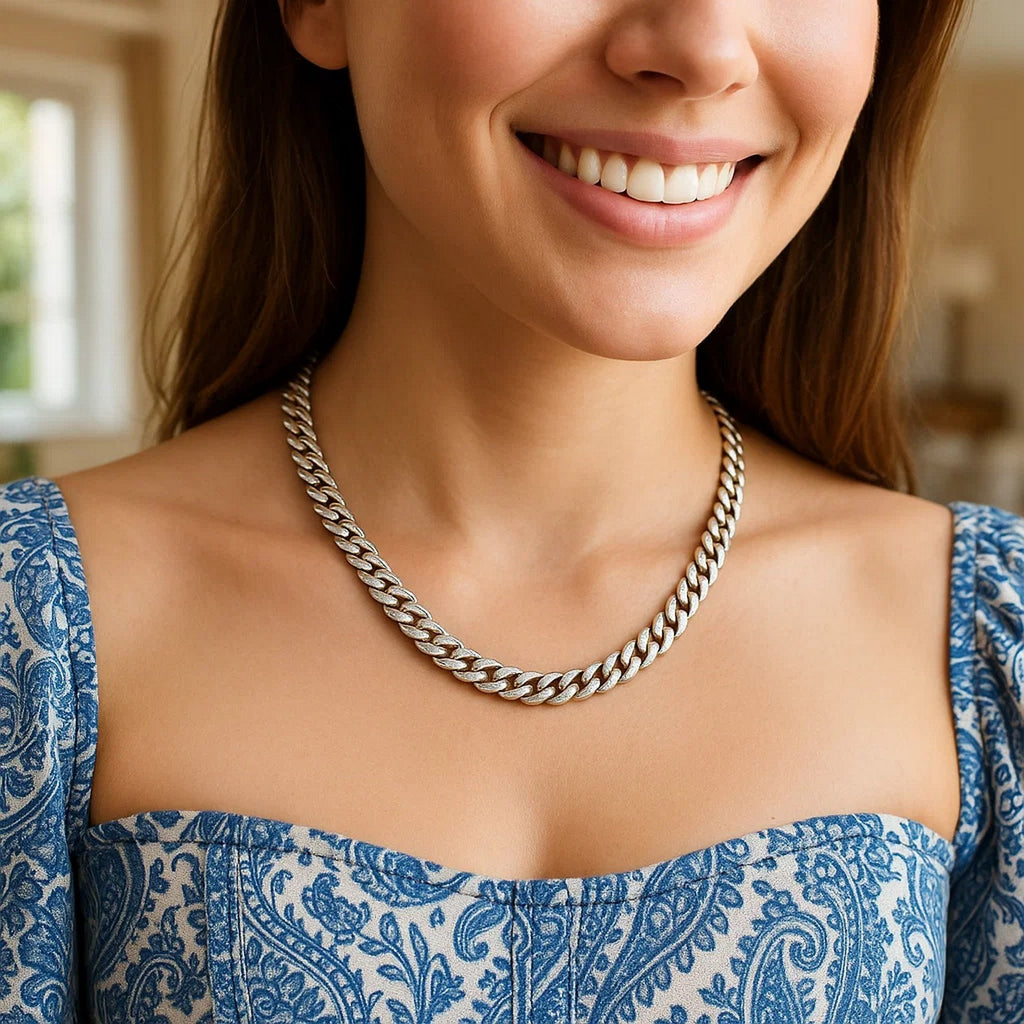 Sterling Silver Rhodium Plated Miami Cuban Chain (6.30 mm)