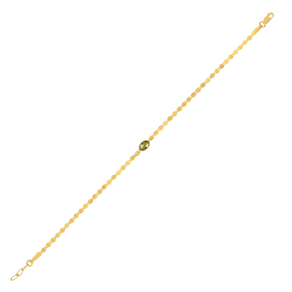 14K Yellow Gold Peridot Mirrored Chain (2.20 mm)