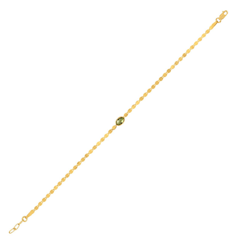 14K Yellow Gold Peridot Mirrored Chain (2.20 mm)