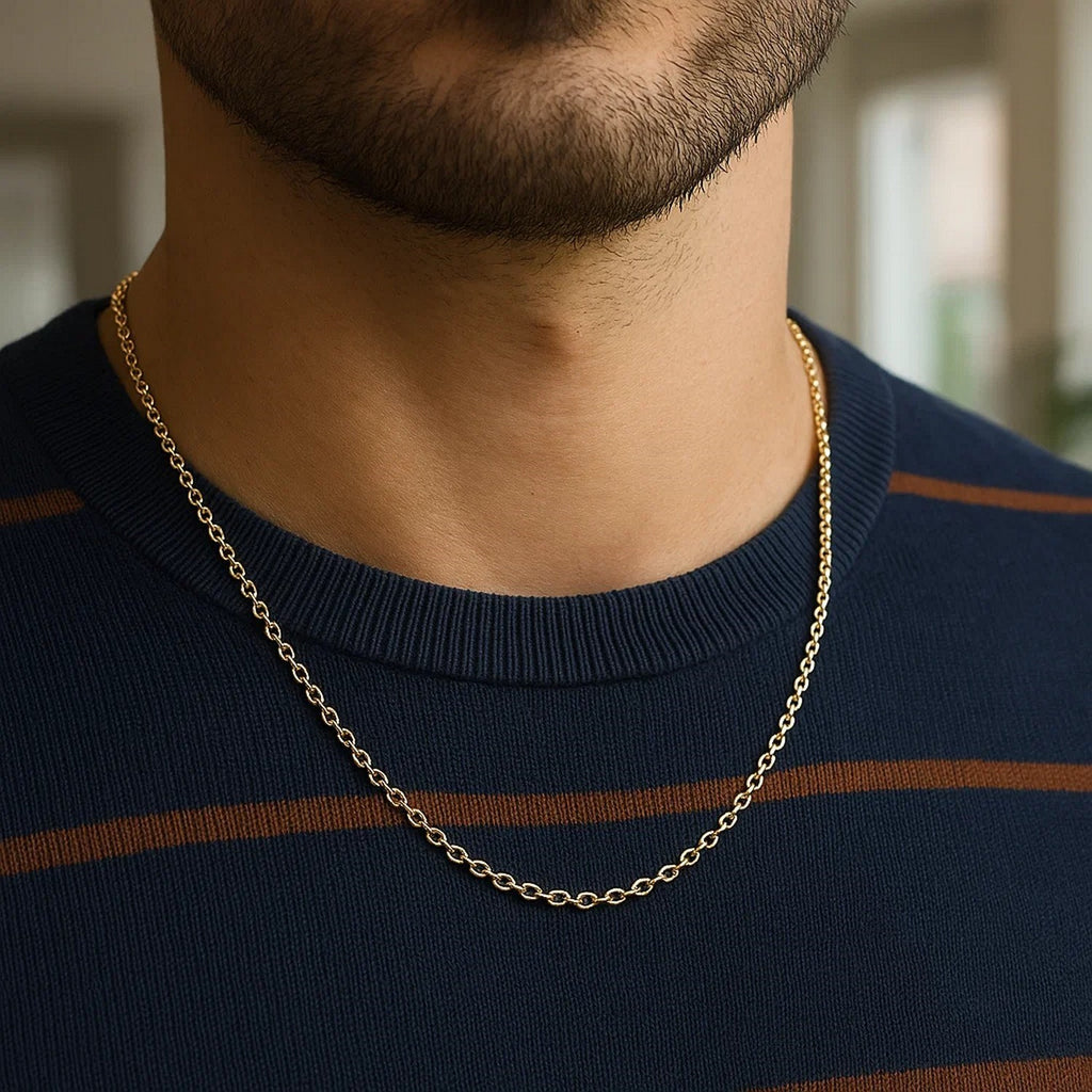 14k Yellow Gold Round Cable Link Chain (2.4 mm)