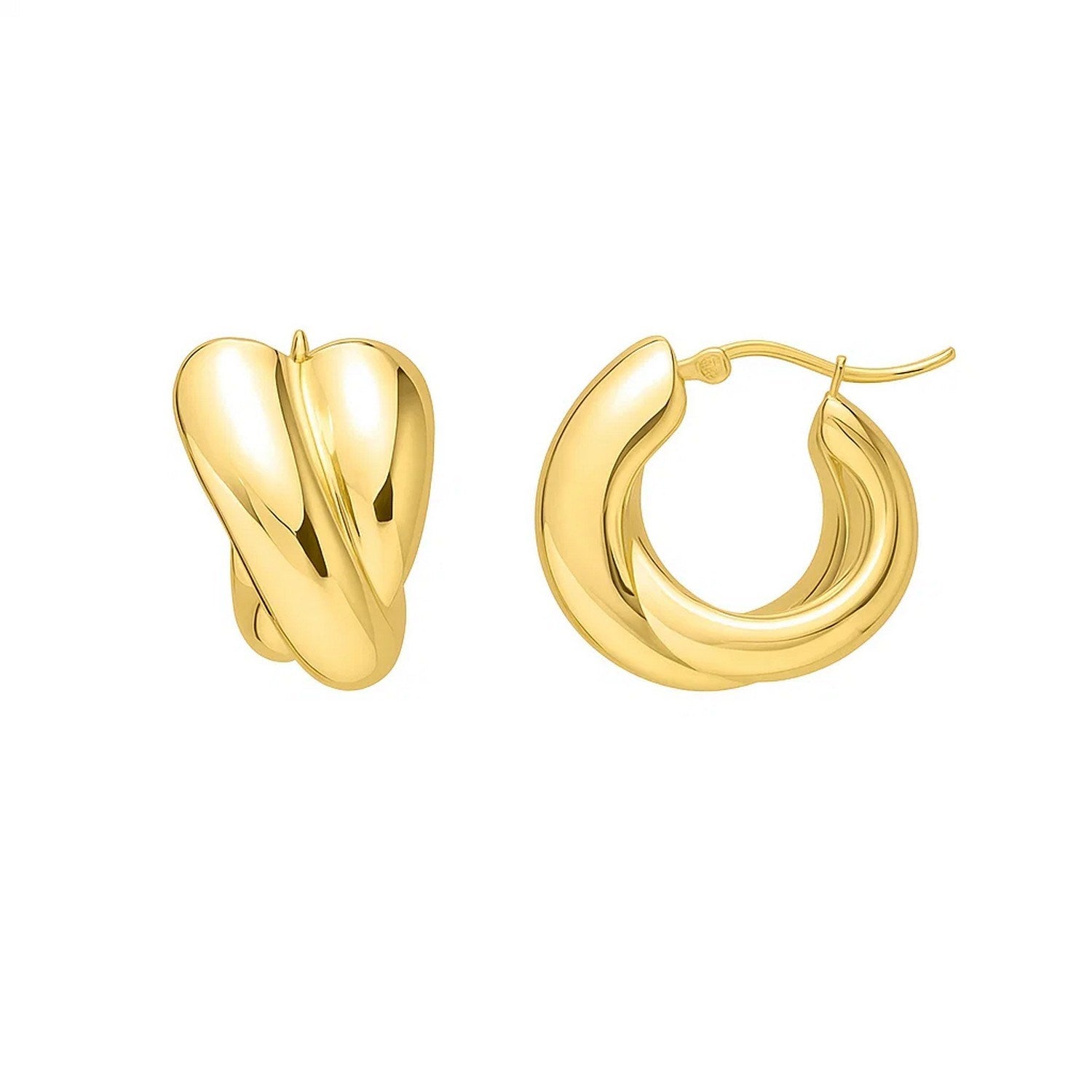 Crossover Hoop Earrings in 14K Yellow Gold