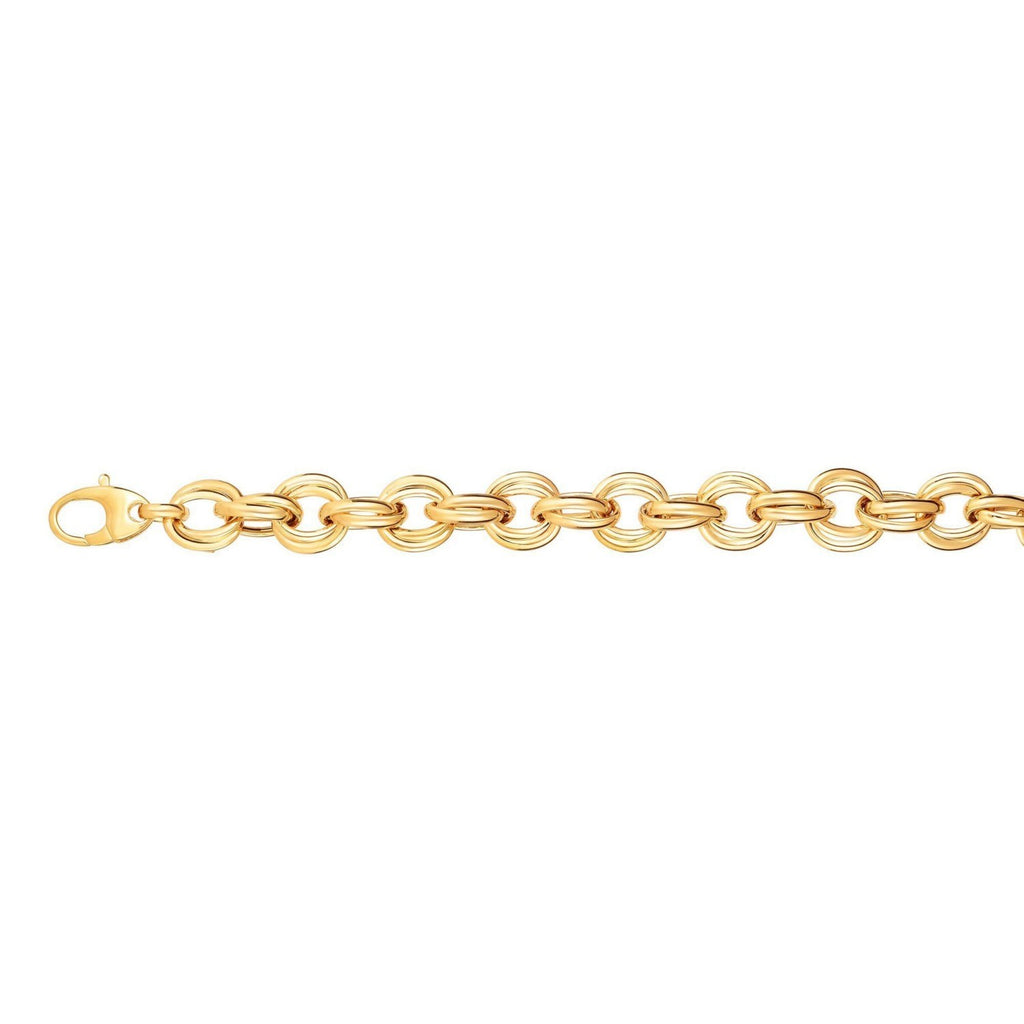 Twisted Double Link Bracelet in 14k Yellow Gold (11.80 mm)