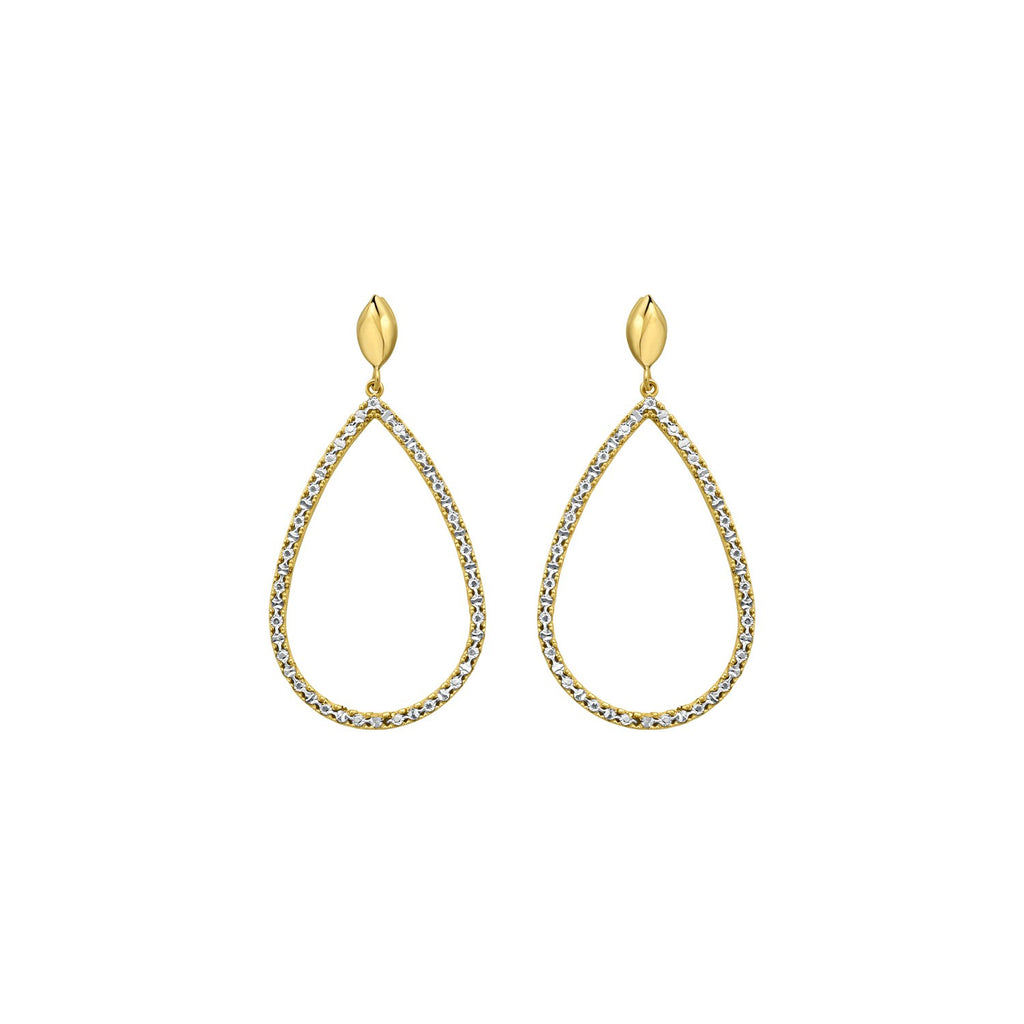 14K Two Tone Gold Diamon Oro Marquise Earrings