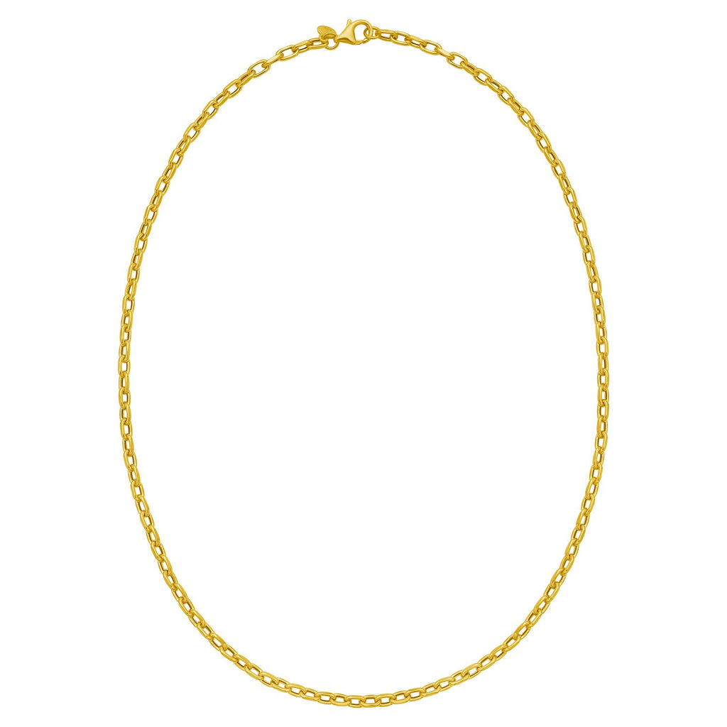 14K Yellow Gold Charm Link Cable Chain Necklace (3.30 mm)