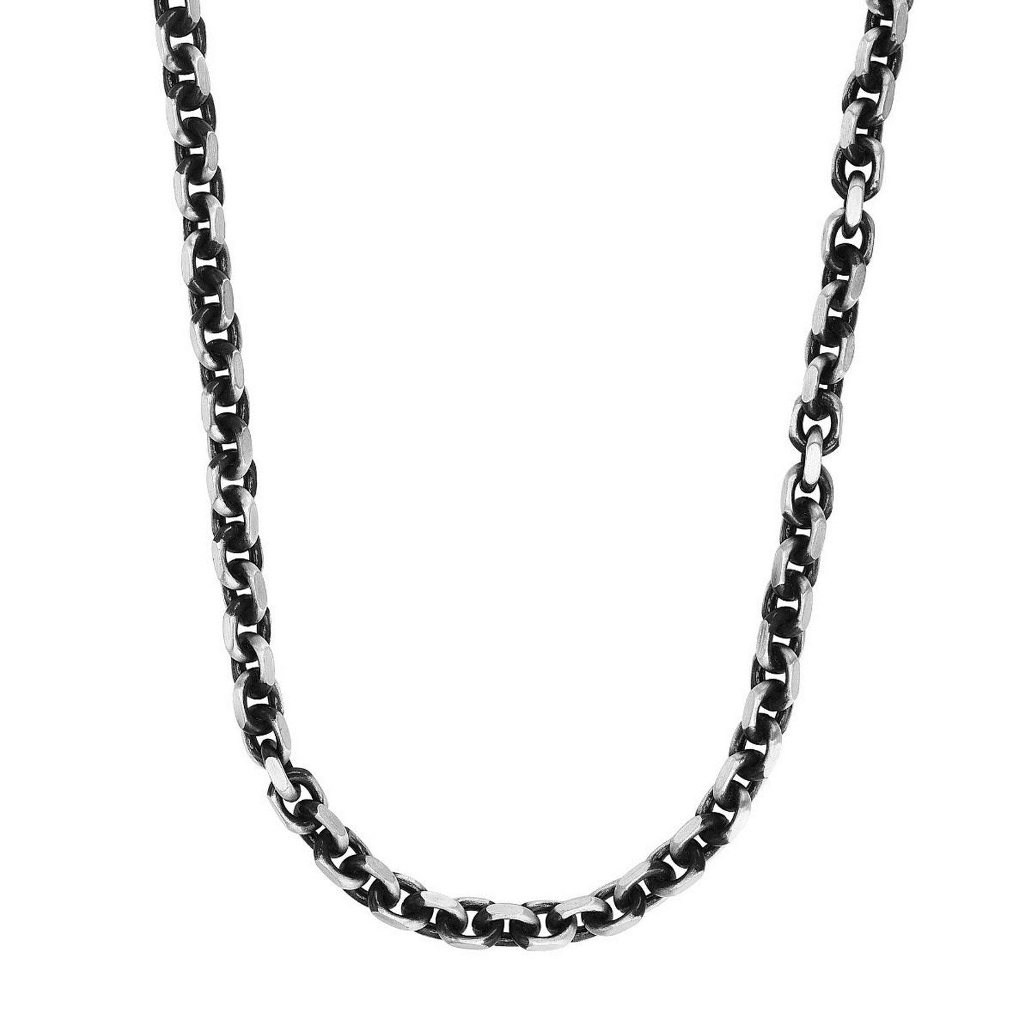 Sterling Silver Gunmetal Finish Oval Link Necklace
