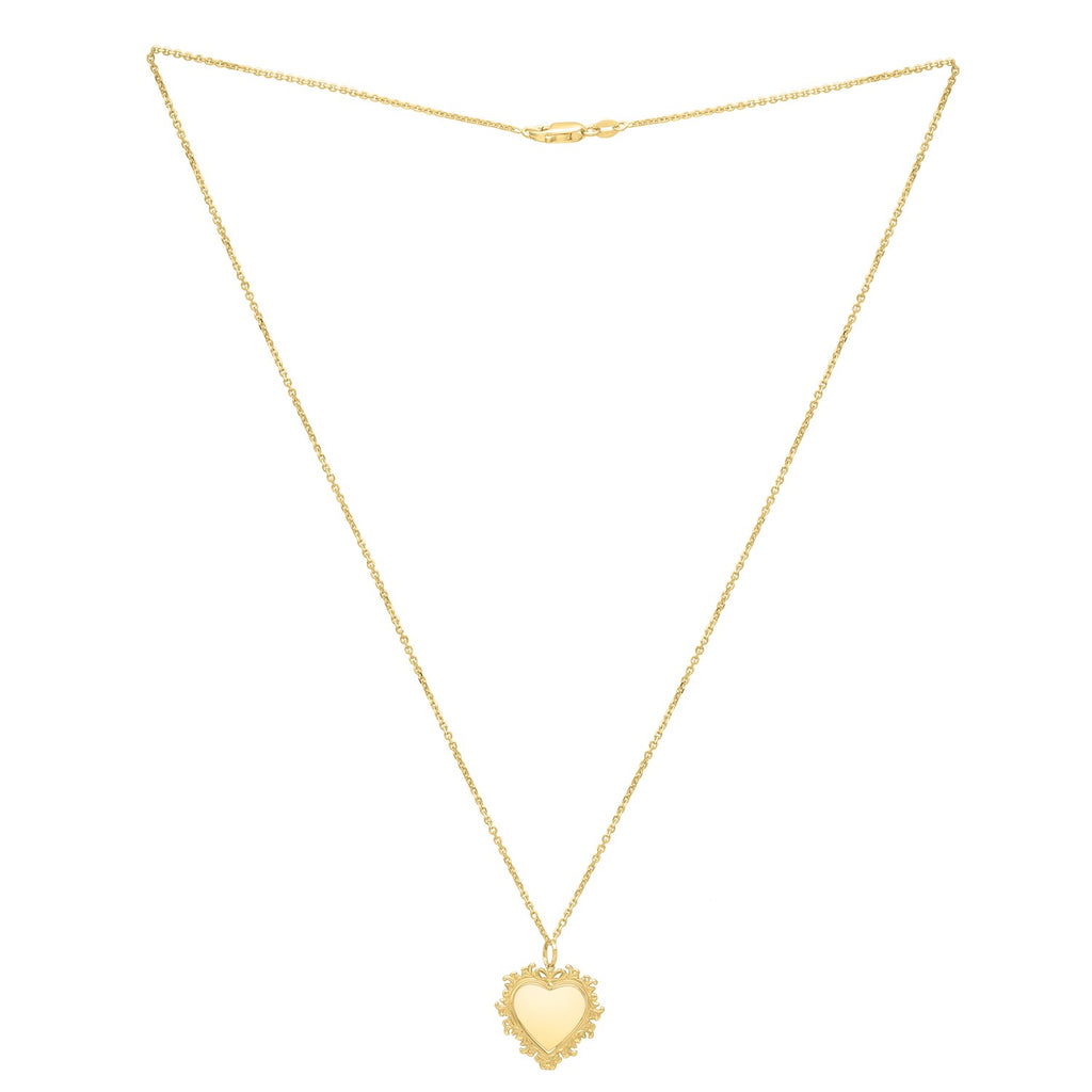 Baroque Heart Necklace in 14K Yellow Gold