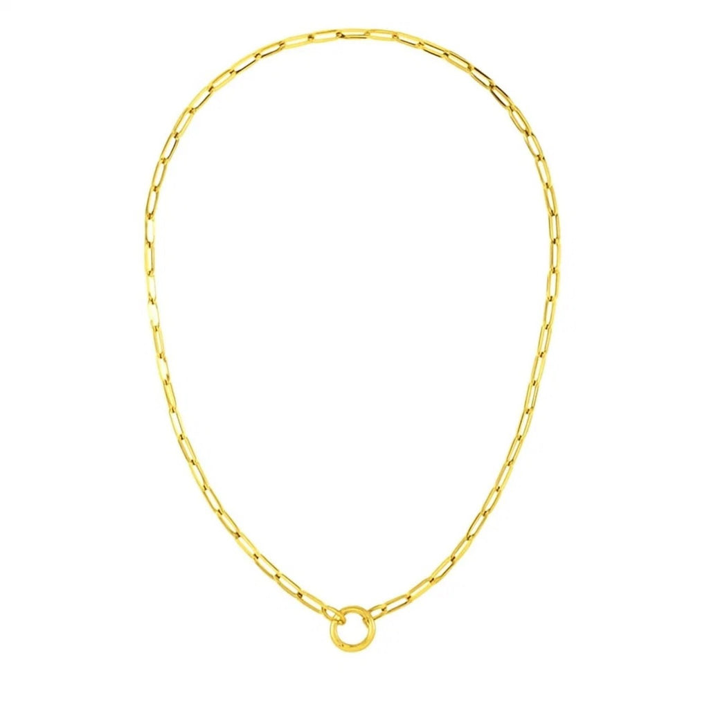 14k Yellow Gold High Polish The Invisible Paperclip Clasp Necklace