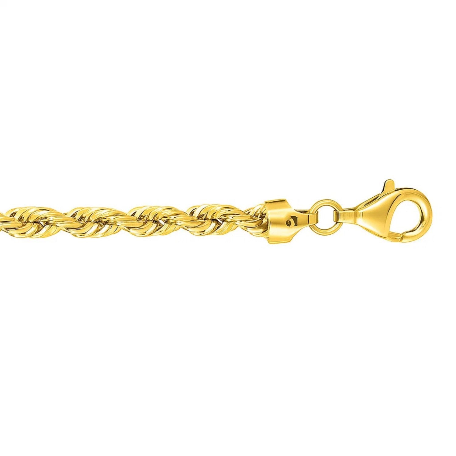 10k Yellow Gold Solid Diamond Cut Rope Bracelet (5.00 mm)