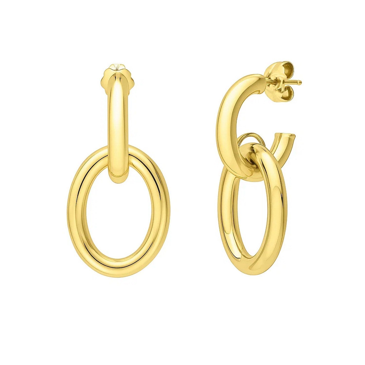 Interlocking Link Earrings in 14K Yellow Gold